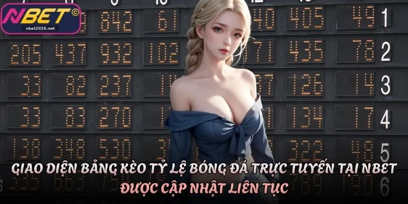 Giao diện bảng kèo tỷ lệ bóng đá trực tuyến tại Nbet được cập nhật liên tục